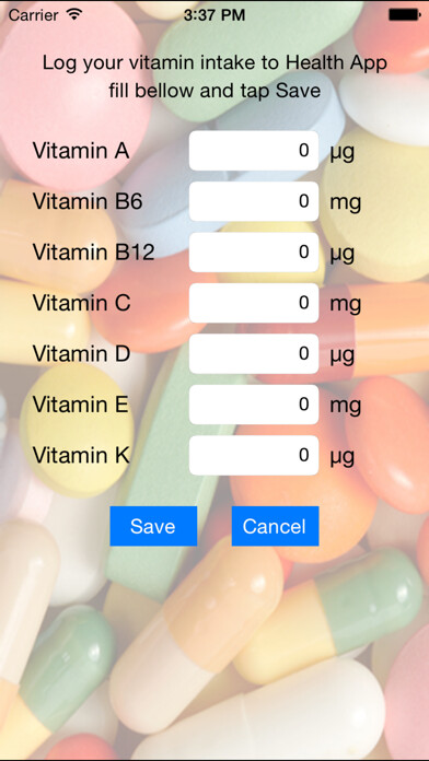 Emulate iPhone app Vitamin Logger - Log your vitamin intake into Health App using MyAndroid Emulate iPhone app Vitamin Logger - Log your vitamin intake into Health App using MyAndroid