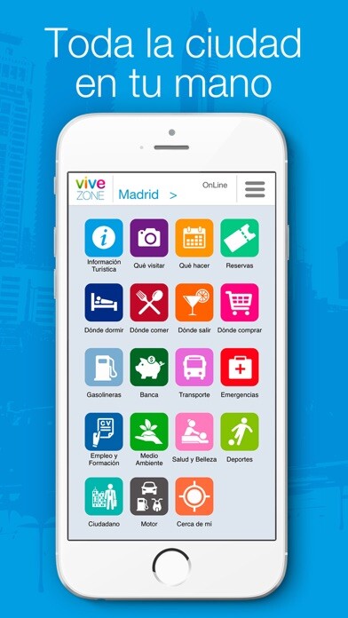 Emulate iPhone app Vive Zone - Guía turística using MyAndroid