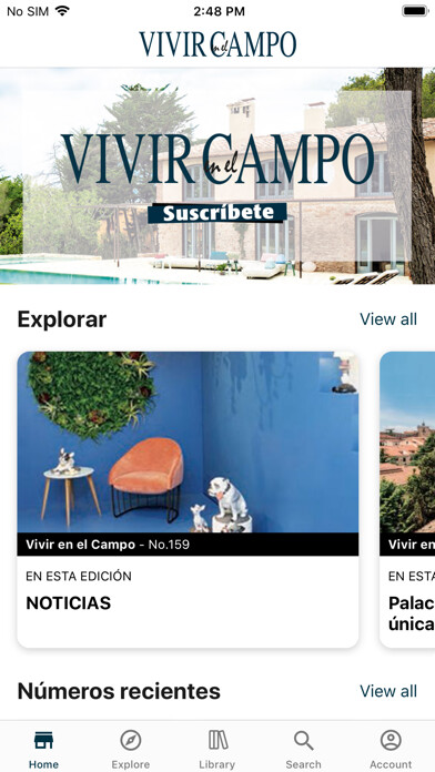 Emulate iPhone app Vivir en el campo using MyAndroid