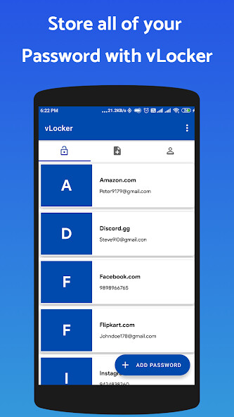 Run android online APK vLocker Password manager from MyAndroid or emulate vLocker Password manager using MyAndroid