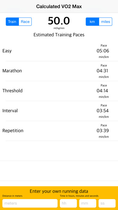 Emulate iPhone app VO2max Calculator using MyAndroid Emulate iPhone app VO2max Calculator using MyAndroid