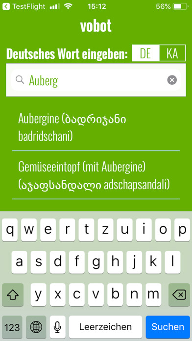 Emulate iPhone app vobot Georgisch using MyAndroid