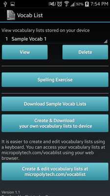 Emulate Android APK Vocabulary List Creator Emulate Android APK Vocabulary List Creator
