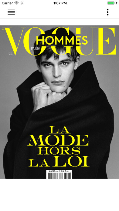 Emulate iPhone app Vogue Hommes using MyAndroid