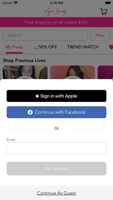 Emulate iPhone app Vogue Society using MyAndroid