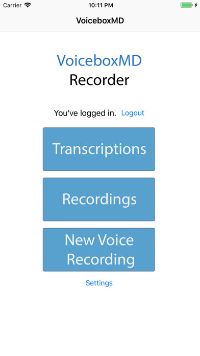 Emulate iPhone app VoiceboxMD - Recorder using MyAndroid Emulate iPhone app VoiceboxMD - Recorder using MyAndroid