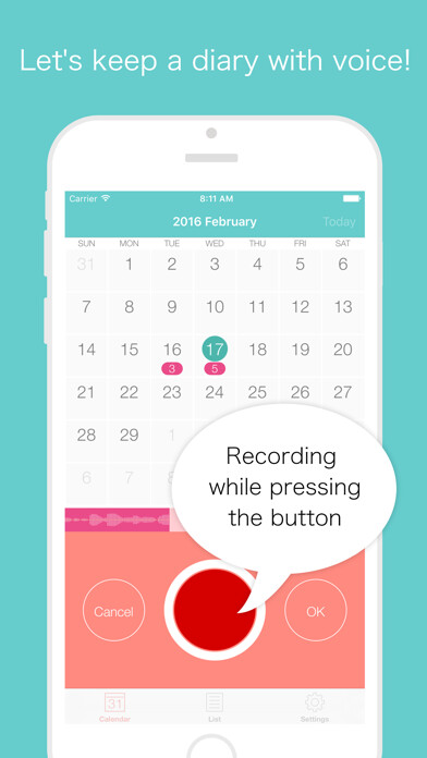 Emulate iPhone app VoiceDiary - voice recorder using MyAndroid Emulate iPhone app VoiceDiary - voice recorder using MyAndroid