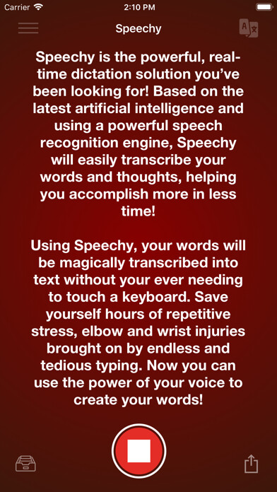 Emulate iPhone app Voice Dictation - Speechy using MyAndroid