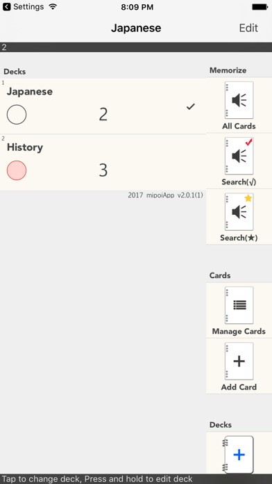 Emulate iPhone app Voice Flashcards(Lite) -Memorize through listening using MyAndroid