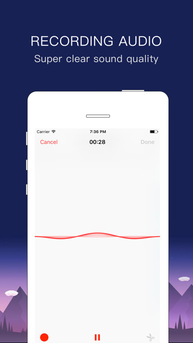 Emulate iPhone app Voice Recorder - free Record Audio Memos using MyAndroid