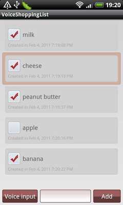 Emulate Android APK VoiceShoppingList RedVersion