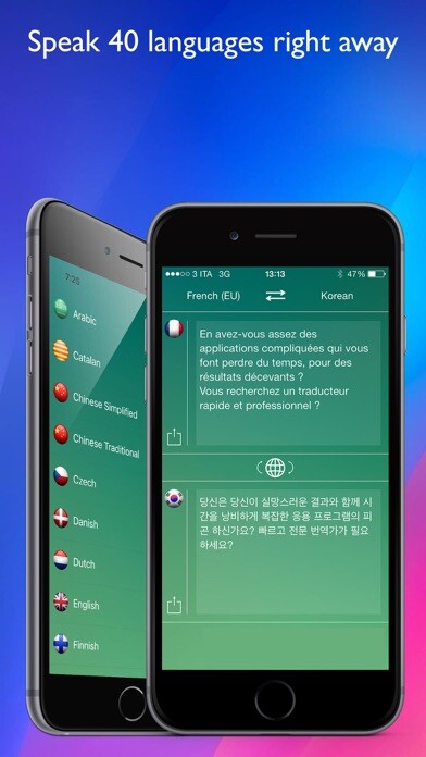 Emulate iPhone app Voice Translator Pro . using MyAndroid