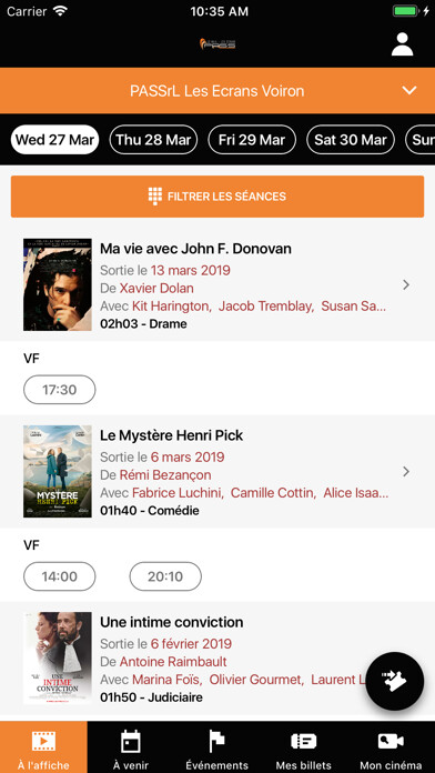 Emulate iPhone app Voiron Cinémas using MyAndroid