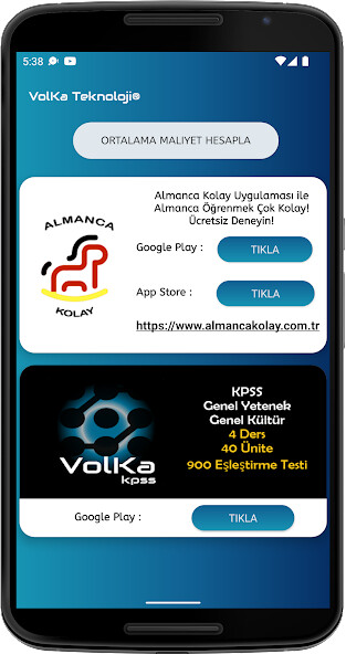Run android online APK VolKa-Muhasebe-OrtalamaMaliyet from MyAndroid or emulate VolKa-Muhasebe-OrtalamaMaliyet using MyAndroid