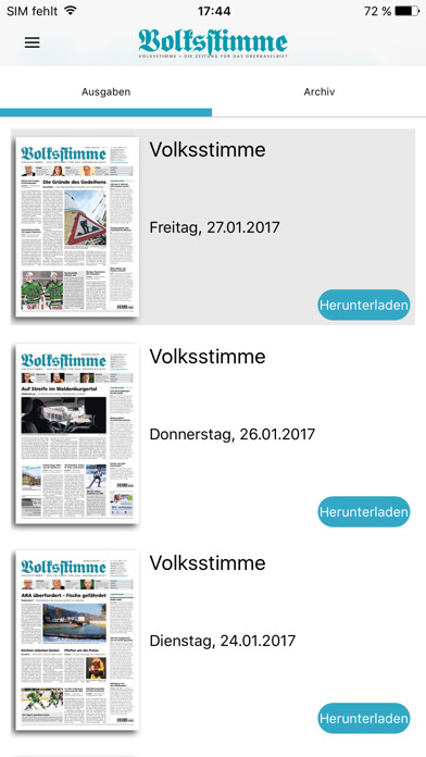 Emulate iPhone app Volksstimme using MyAndroid Emulate iPhone app Volksstimme using MyAndroid