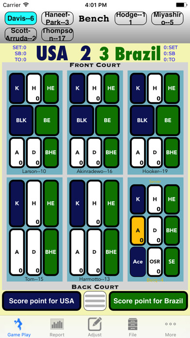 Emulate iPhone app Volleyball Stat! using MyAndroid