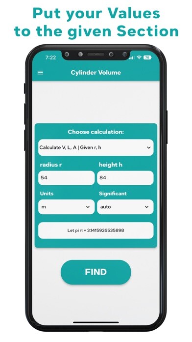 Emulate iPhone app Volume Calculator Cylindrical using MyAndroid Emulate iPhone app Volume Calculator Cylindrical using MyAndroid