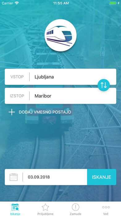 Emulate iPhone app Vozni redi za Slo Železnice using MyAndroid
