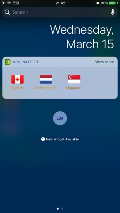 Emulate iPhone app VPN Quick Connect - Today Widget support using MyAndroid