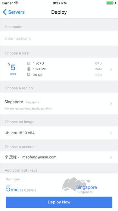 Emulate iPhone app VPSNY- VPS Manager using MyAndroid
