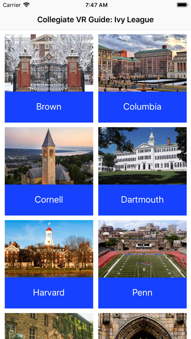 Emulate iPhone app VR Guide: Ivy League using MyAndroid