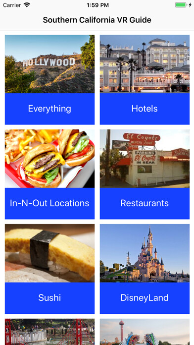 Emulate iPhone app VR Guide Southern California using MyAndroid