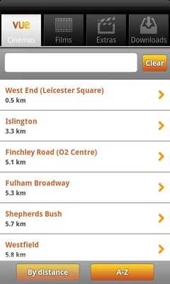 Emulate Android APK Vue Cinemas