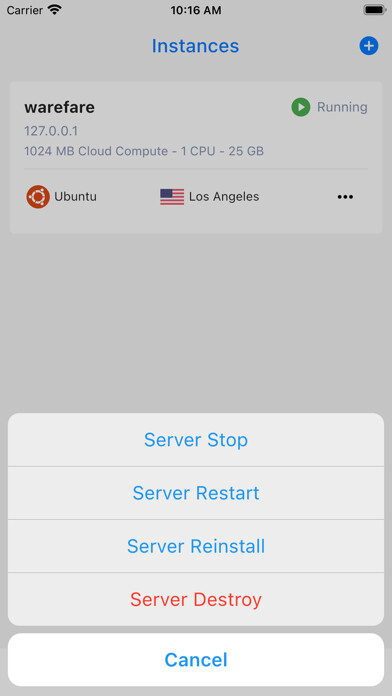 Emulate iPhone app Vultr Manager using MyAndroid