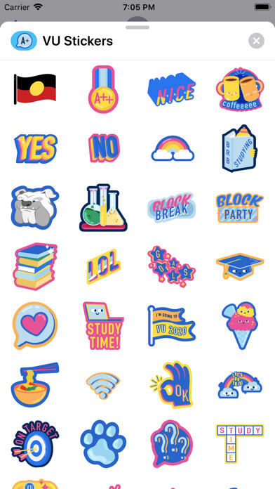 Emulate iPhone app VU Stickers using MyAndroid
