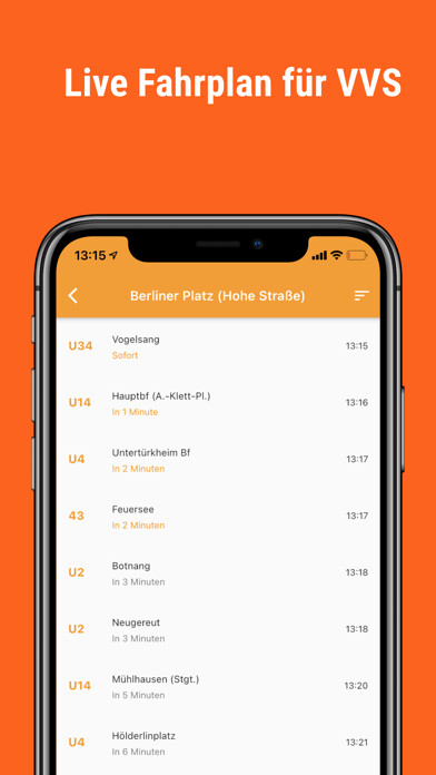 Emulate iPhone app VVS Live Fahrplan using MyAndroid
