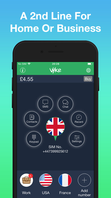 Emulate iPhone app Vyke: Second Phone Number using MyAndroid