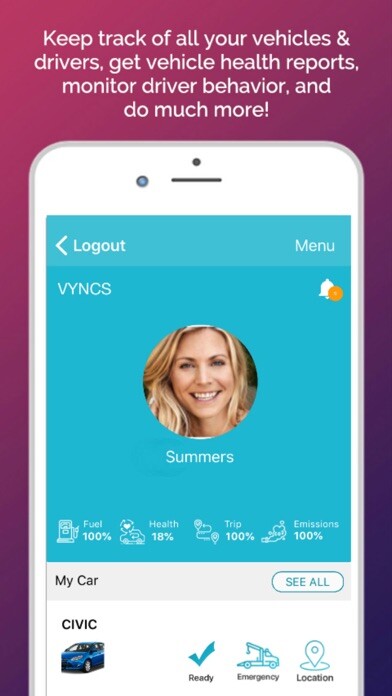 Emulate iPhone app Vyncs: Connected Car OBD Link using MyAndroid
