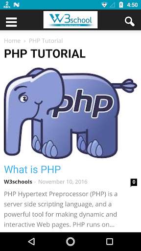 Run android online APK W3school.in One Stop Web-Tutorial from MyAndroid or emulate W3school.in One Stop Web-Tutorial using MyAndroid