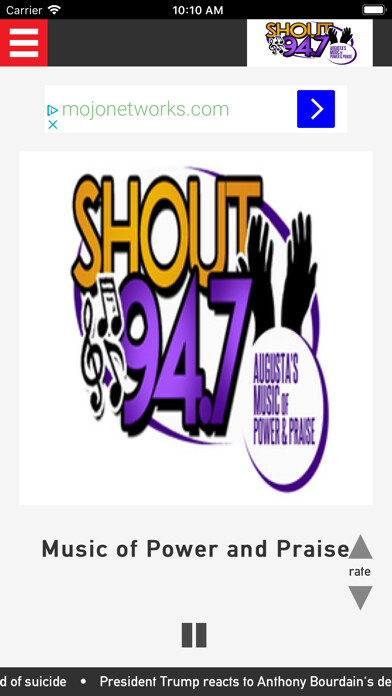 Emulate iPhone app WAAW Shout 94.7 using MyAndroid Emulate iPhone app WAAW Shout 94.7 using MyAndroid