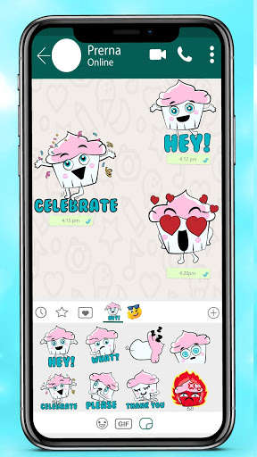 Run android online APK Wacky Cupcake Emoji Stickers from MyAndroid or emulate Wacky Cupcake Emoji Stickers using MyAndroid