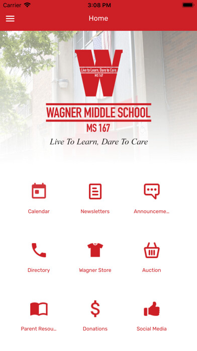 Emulate iPhone app Wagner Middle School using MyAndroid