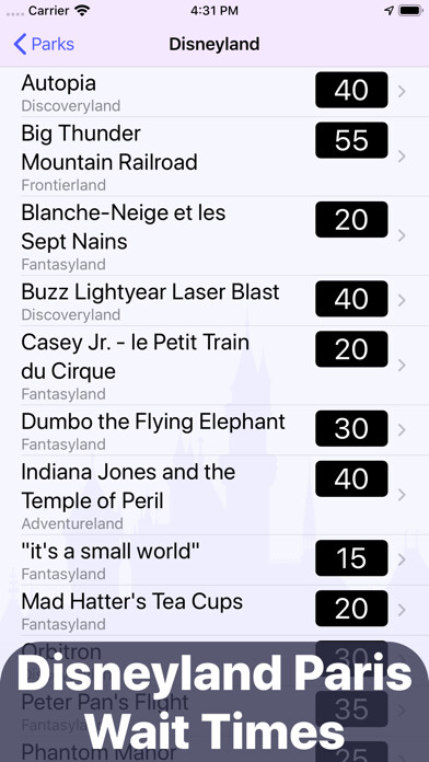 Emulate iPhone app Wait Times: Disneyland Paris using MyAndroid Emulate iPhone app Wait Times: Disneyland Paris using MyAndroid