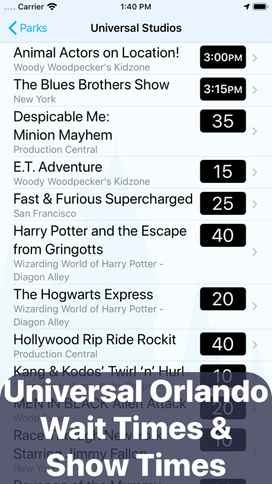 Emulate iPhone app Wait Times: Universal Orlando using MyAndroid Emulate iPhone app Wait Times: Universal Orlando using MyAndroid