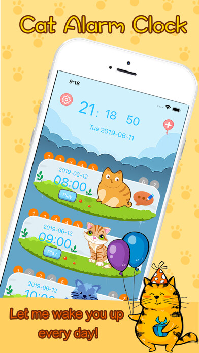 Emulate iPhone app Wake up Alarm clock:CatClock using MyAndroid