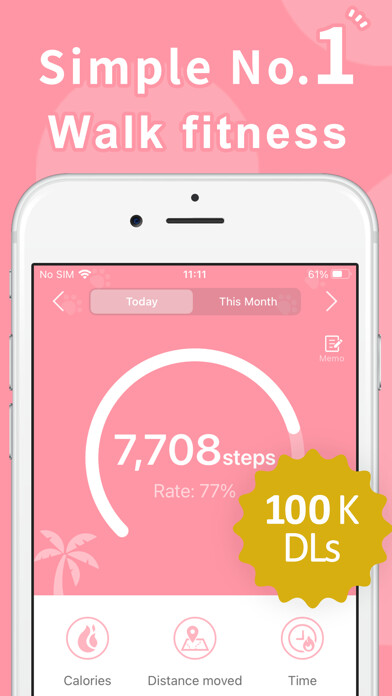 Emulate iPhone app Walk歩数計で1日1万歩計量(1まんぽけいリょう) using MyAndroid