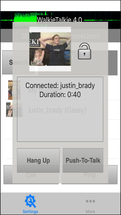 Emulate iPhone app WalkieTalkie VOIP using MyAndroid