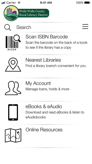 Emulate iPhone app Walla Walla County Libraries using MyAndroid