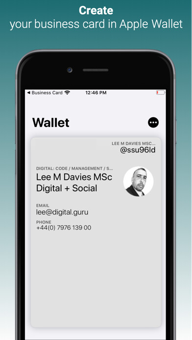 Emulate iPhone app Wallet Business Card using MyAndroid