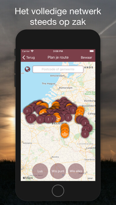 Emulate iPhone app Wandelknooppunten: Vlaanderen using MyAndroid