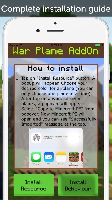 Emulate iPhone app War Plane AddOn for Minecraft PE using MyAndroid Emulate iPhone app War Plane AddOn for Minecraft PE using MyAndroid