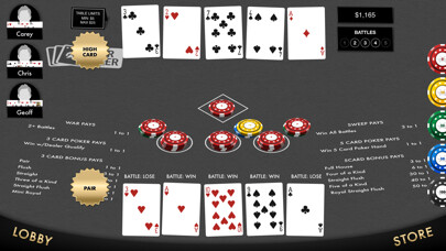 Emulate iPhone app War Poker Table Game using MyAndroid
