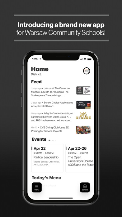 Emulate iPhone app Warsaw Community Schools, IN using MyAndroid