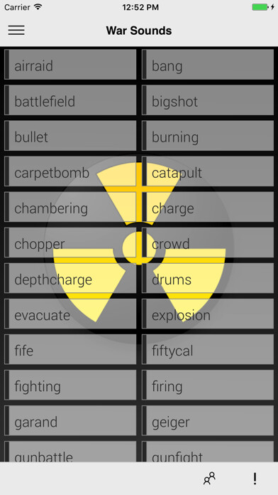 Emulate iPhone app War Sounds Soundboard using MyAndroid