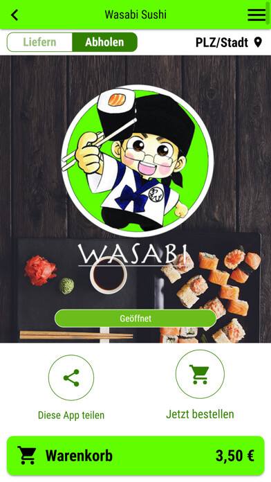 Emulate iPhone app Wasabi Sushi Offenbach using MyAndroid Emulate iPhone app Wasabi Sushi Offenbach using MyAndroid