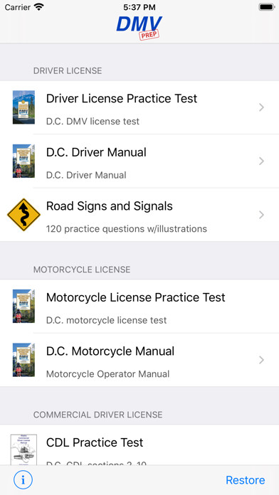 Emulate iPhone app Washington D.C. DMV Test Prep using MyAndroid Emulate iPhone app Washington D.C. DMV Test Prep using MyAndroid